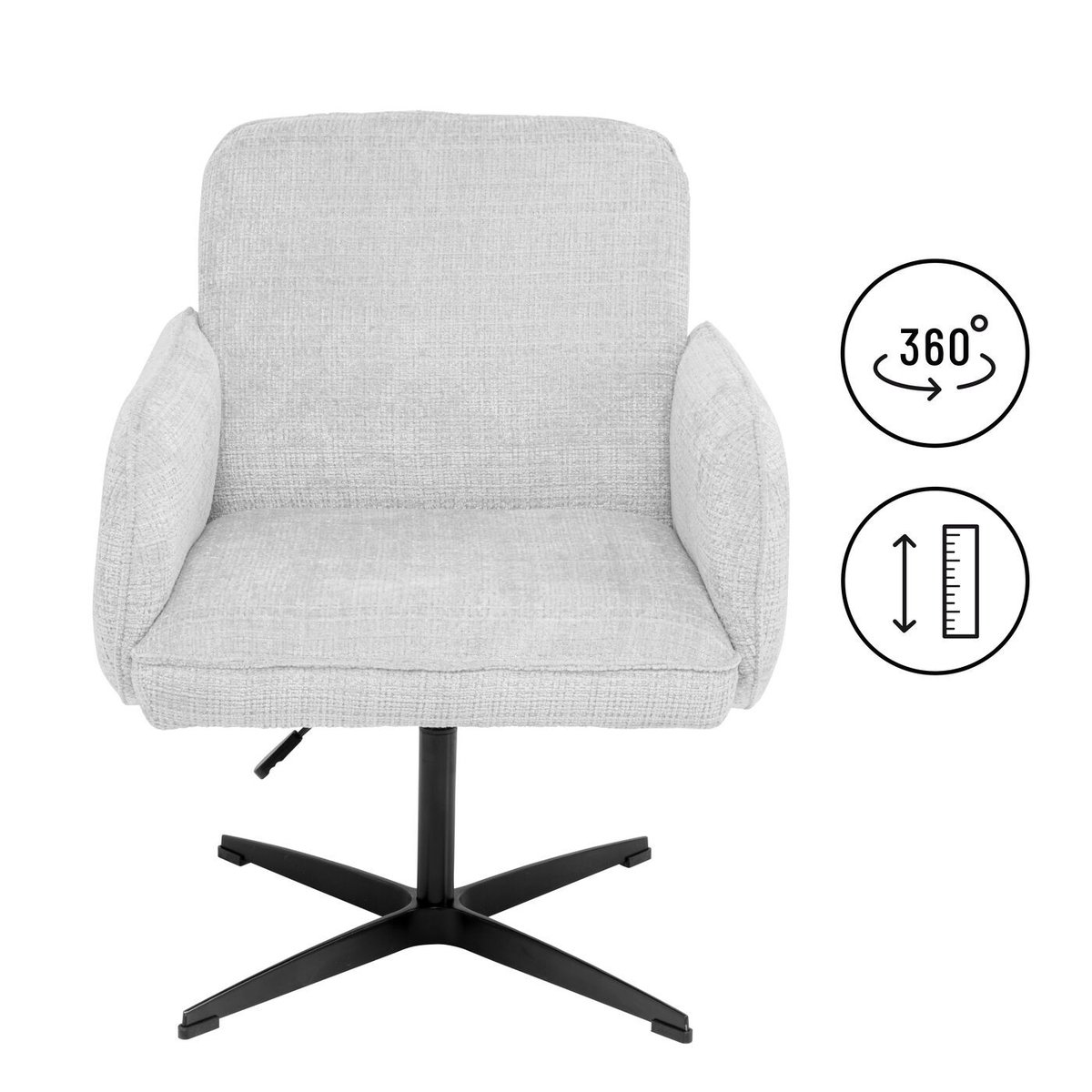 Chaise avec accoudoirs pivotante, TABEA marron, KARE DESIGN