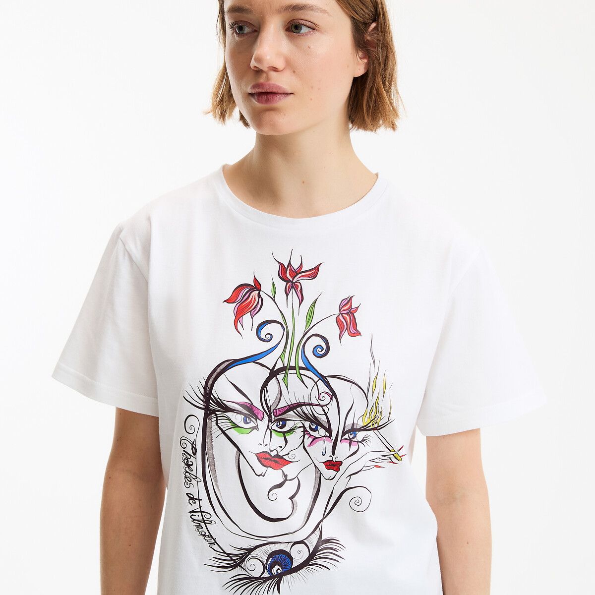 Graphic Print Crew Neck Short Sleeve T-Shirt white, CHARLES DE VILMORIN X LA REDOUTE