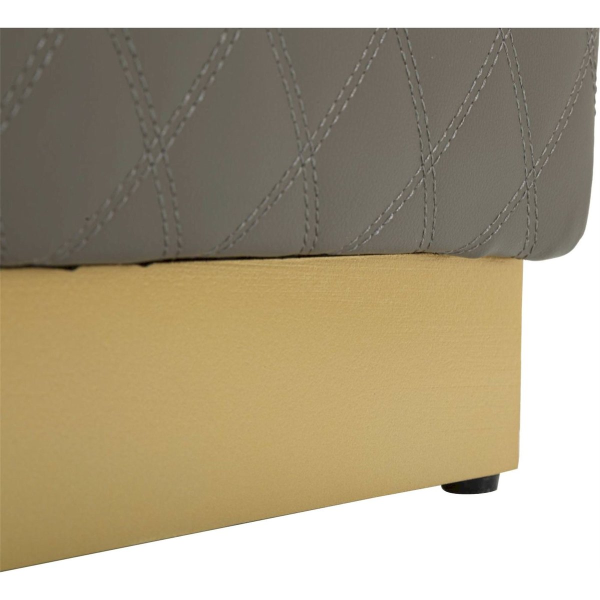 Pouf carré capitonné base métal GLAM gris et or, RECOLLECTION
