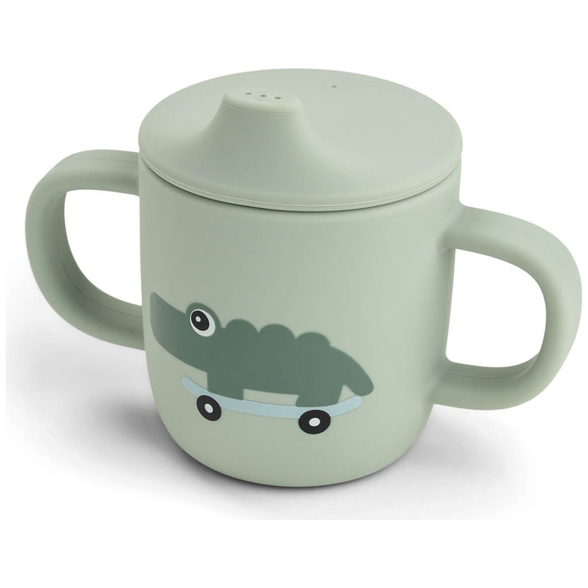Tasse à bec à 2 anses en silicone vert, DONE BY DEER