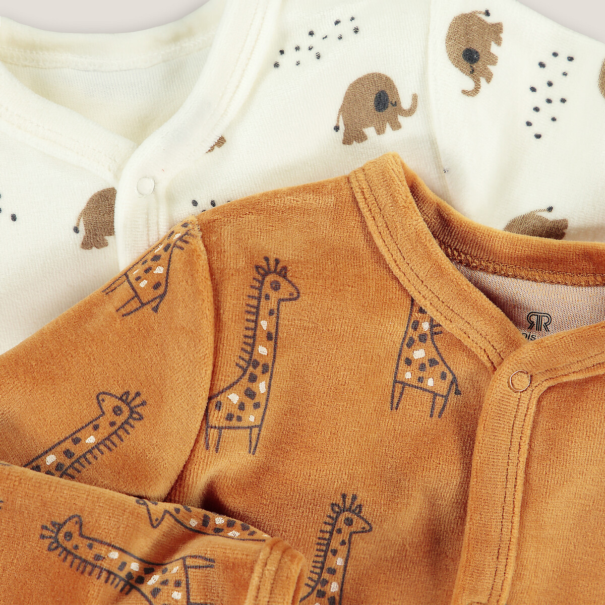 Lot de 2 pyjamas 1 pièce en velours ecru + camel, LA REDOUTE COLLECTIONS