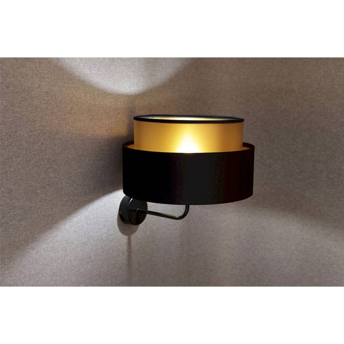 Applique murale ronde, DUO ELLEGANT noir satin avec intérieur cuivre, BPS KONCEPT