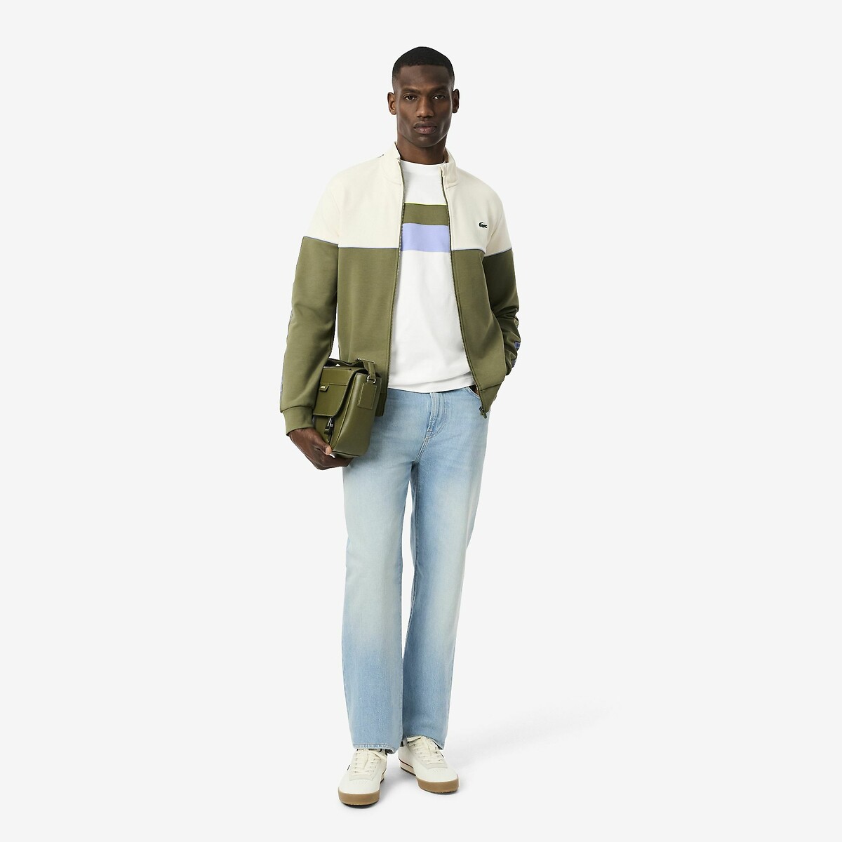 Colour Block T-Shirt with Short Sleeves ecru , LACOSTE