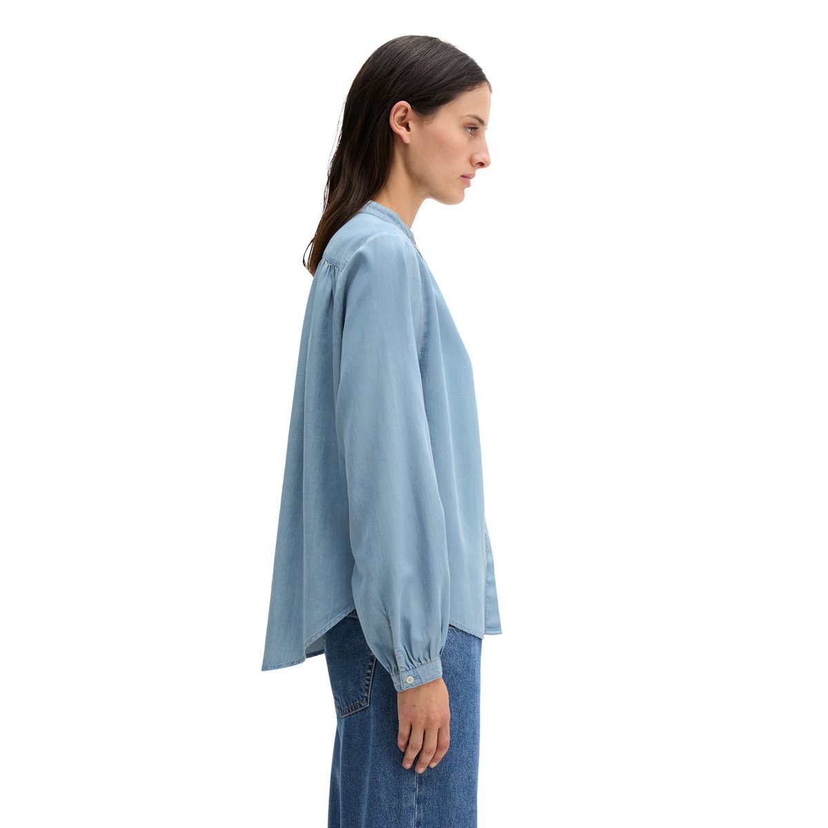 Blouse en jean loose en lin mélangé bleu clair, MARC O'POLO