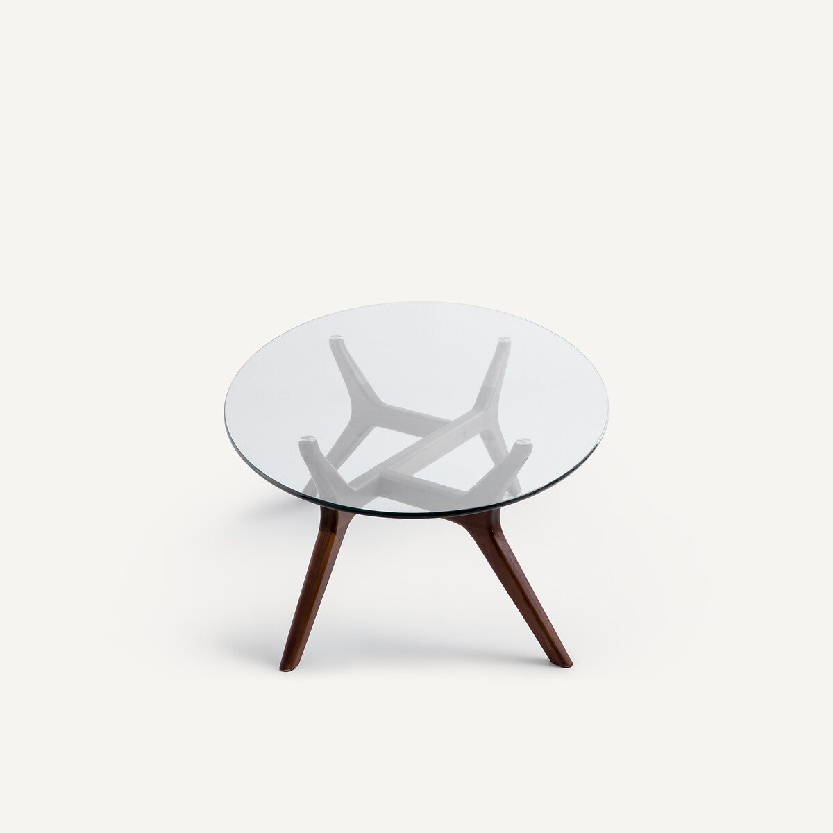 Table basse ellipse, noyer et verre, Maricielo noyer, AM.PM