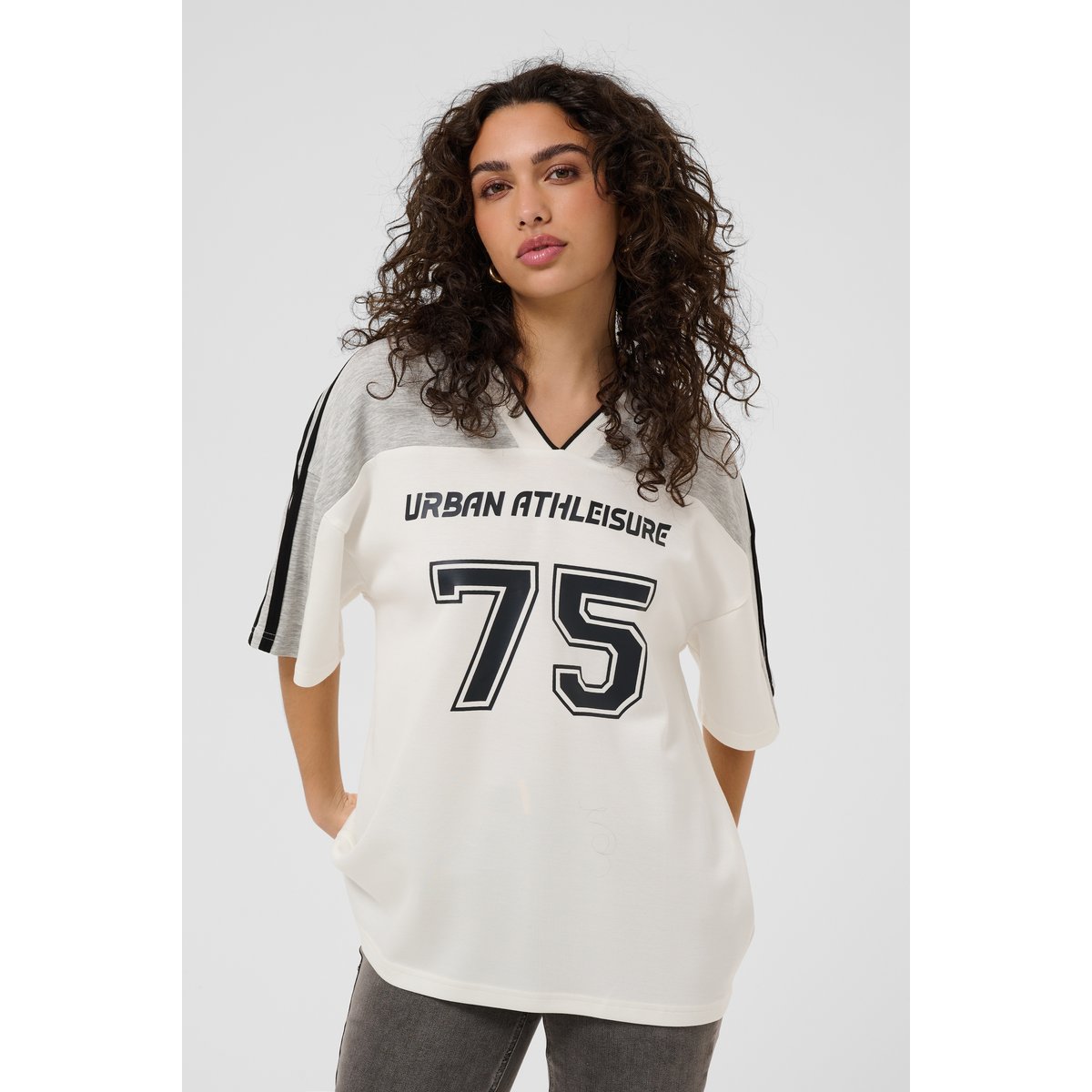 T-shirt blanc gris chalk/light grey melange, KAFFE