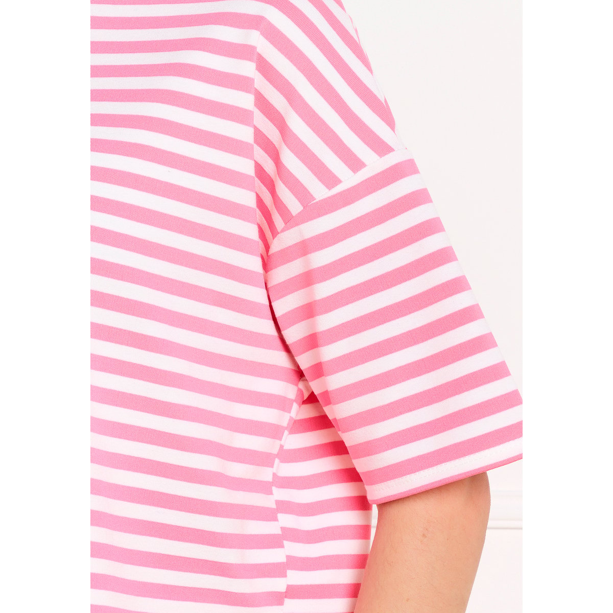 T-shirt rayé ample rose fluo, LOLALIZA