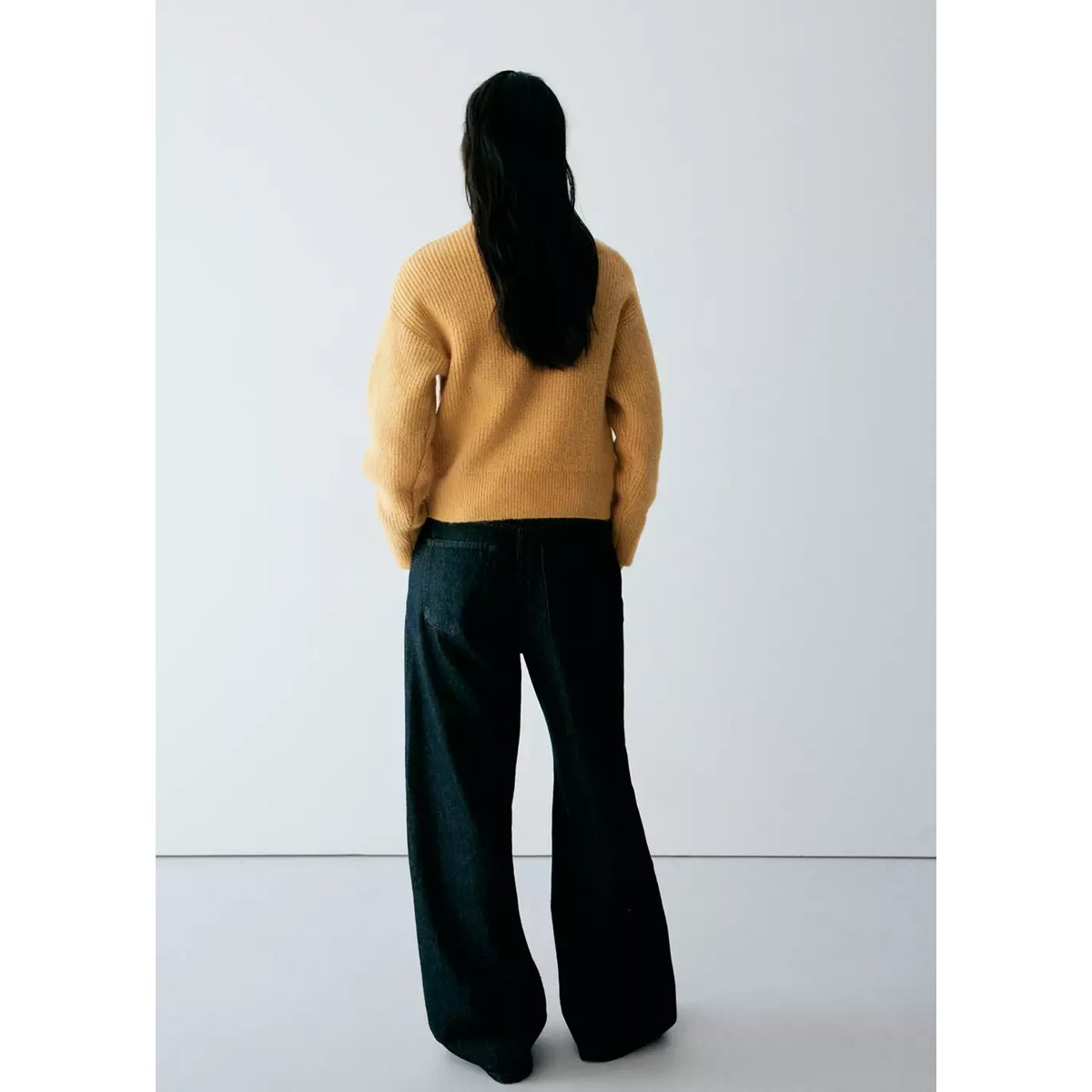 Pull-over col roulé fermeture Éclair moutarde, MANGO