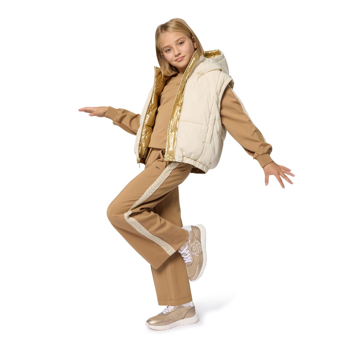 Chemise en duvet réversible avec capuche light gold, BOSS KIDSWEAR