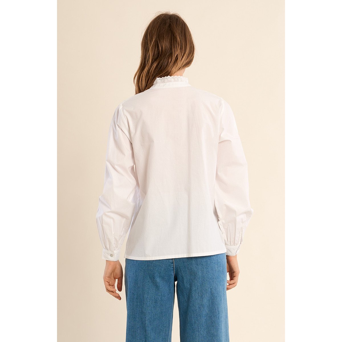 Chemise en coton, à dentelle blanc, MOLLY BRACKEN