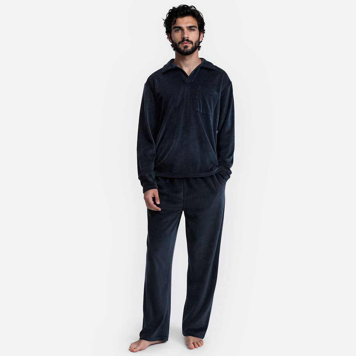 Pyjama en éponge bleu marine, LA REDOUTE COLLECTIONS