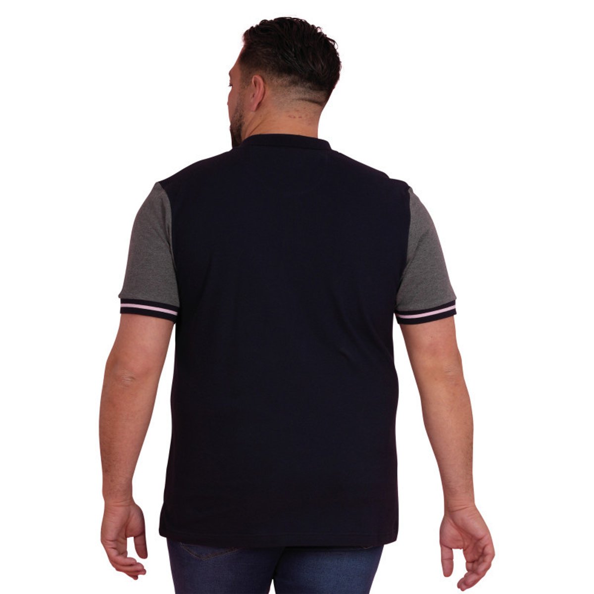 Polo en coton marine uni pourvu d'un col boutonné et d'une coupe droite bleu foncé, RUCKFIELD