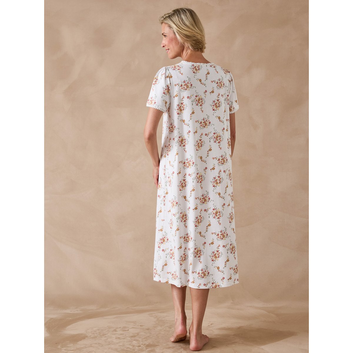 Chemise de nuit longue brodée imprimé blanc, DAXON