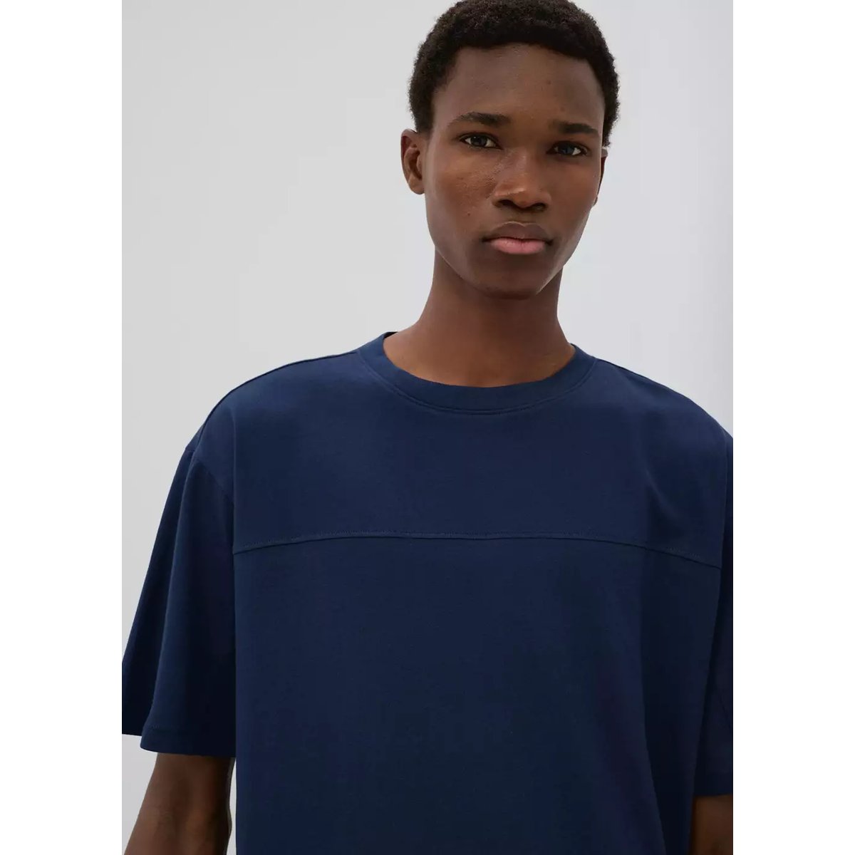 T-shirt coton détail coutures bleu marine, MANGO TEEN