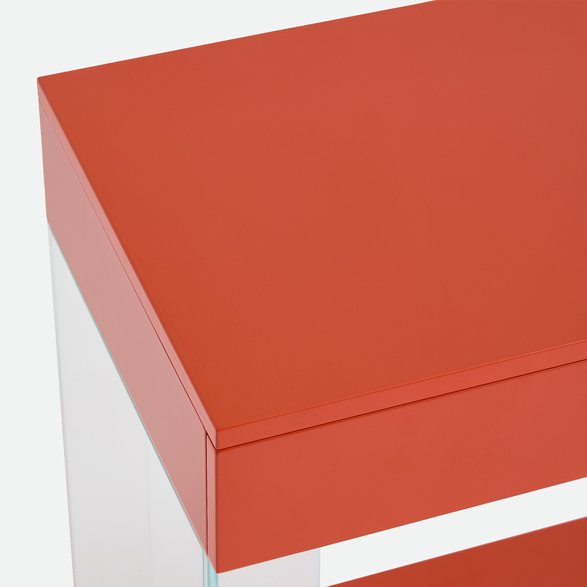 Mobile da salotto a due ripiani, 2 cassetti, in MDF laccato e vetro, ELA bronzo, LA REDOUTE INTERIEURS
