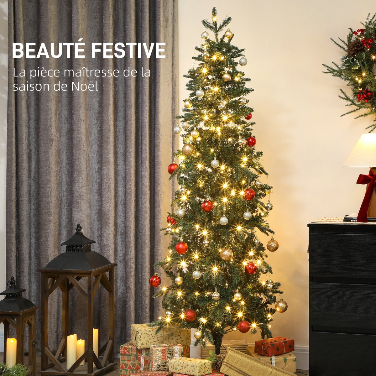 Sapin de Noël Plastique Vert vert, HOMCOM
