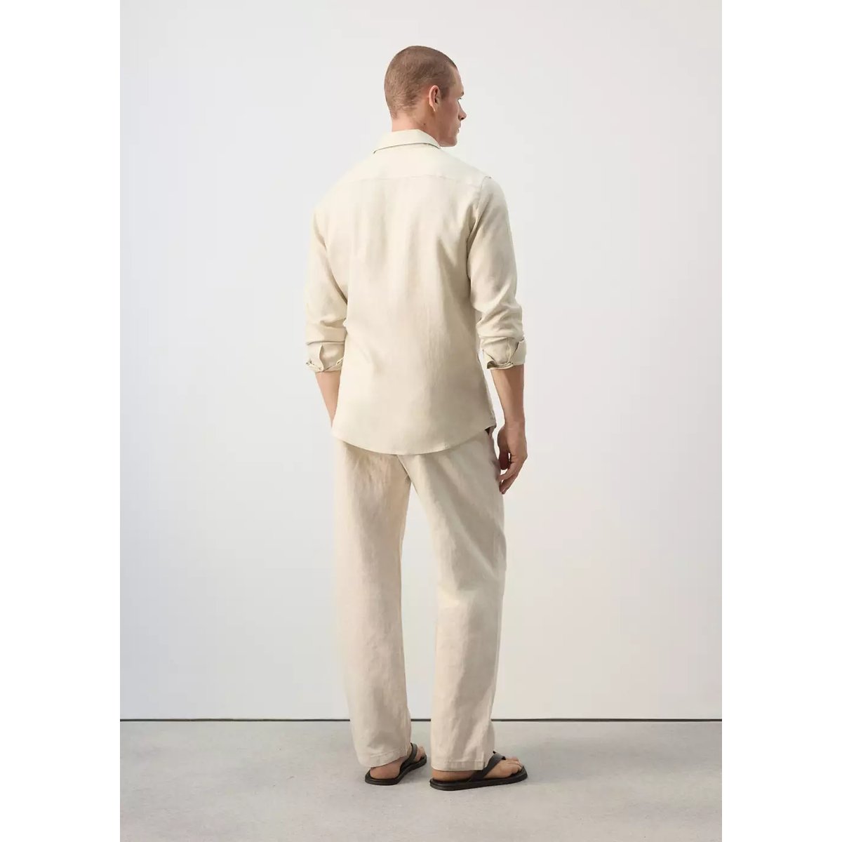 Chemise regular fit 100 % lin sable, MANGO MAN