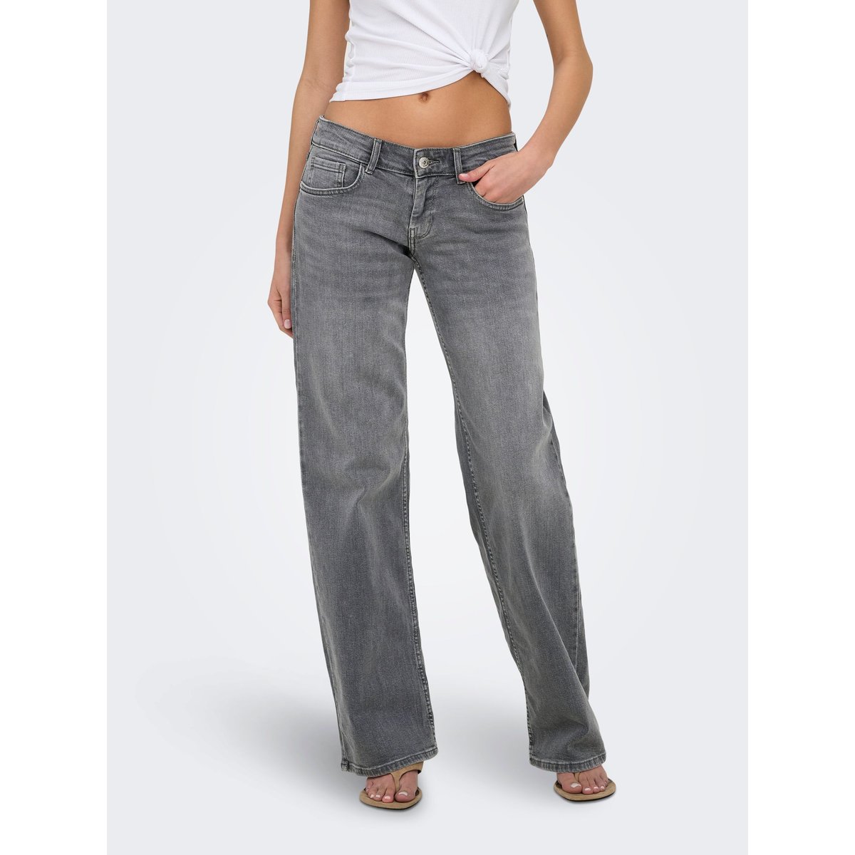 Jean À Jambe Large grey denim, ONLY