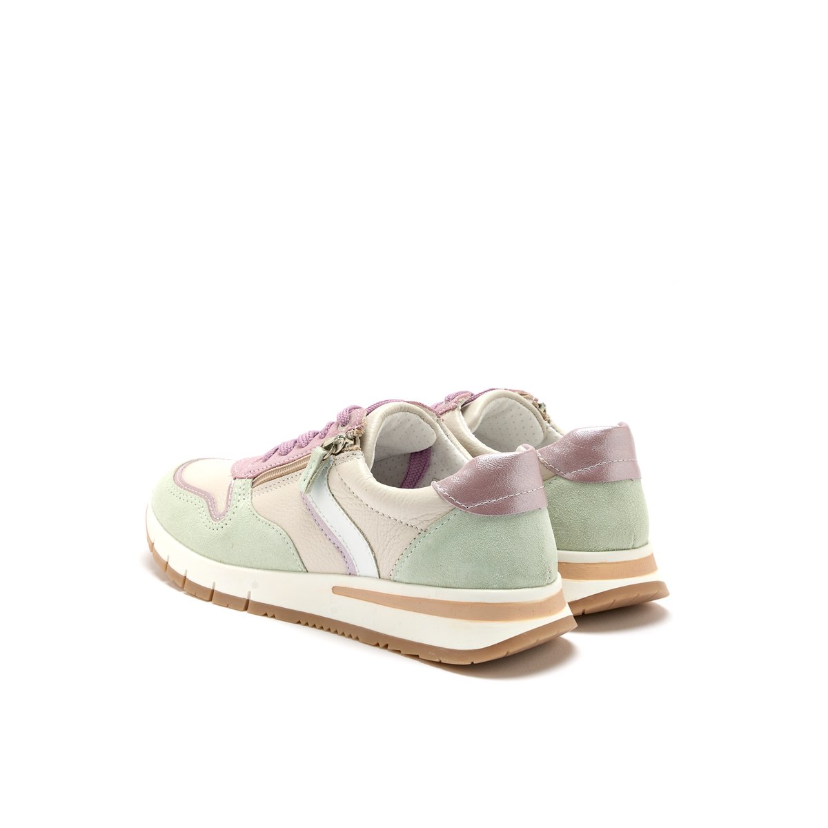 Baskets zip et lacets bicolore multicolore pistache, PEDICONFORT