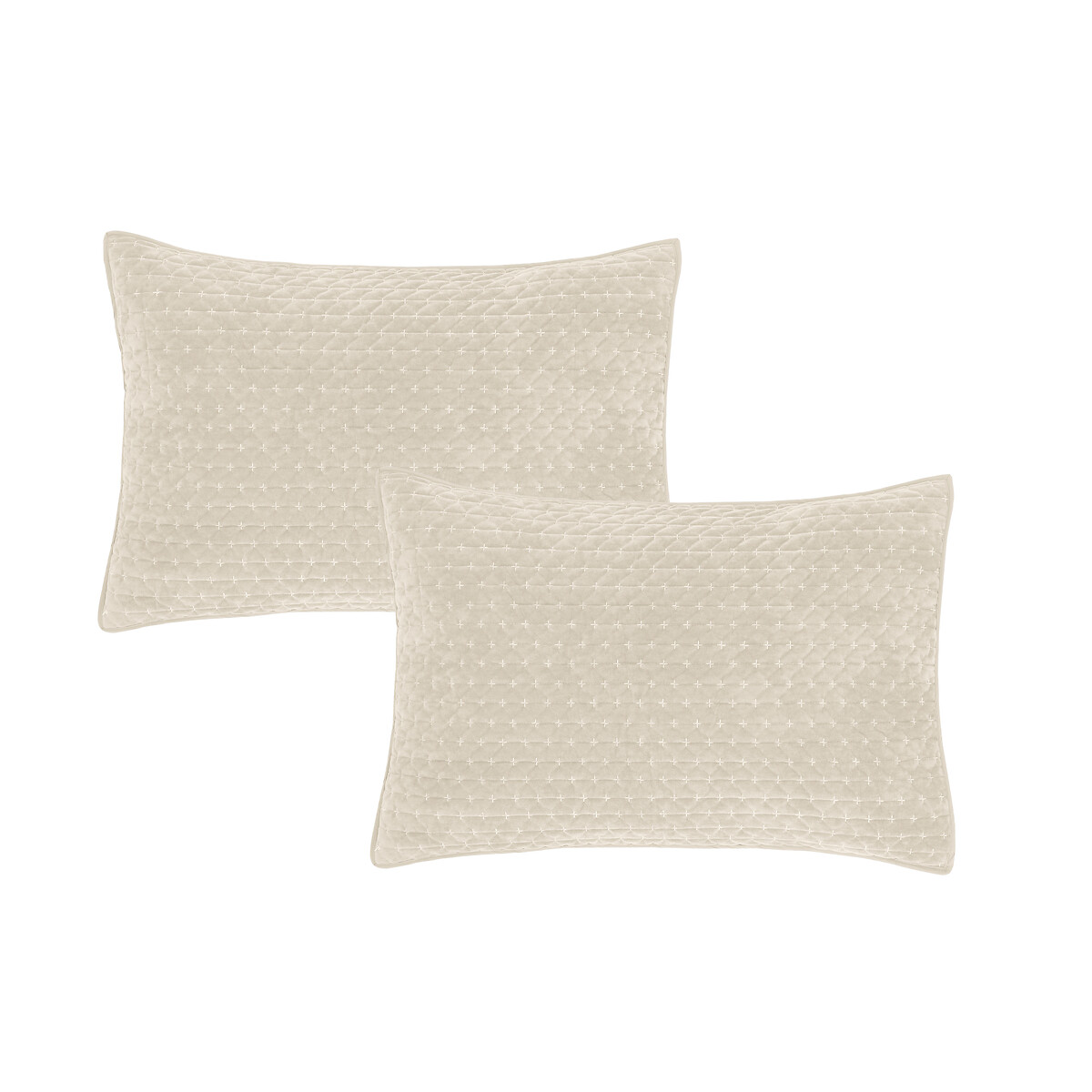Attica Velvet Embroidered Pillow sham Pair natural, BIANCA FINE LINENS