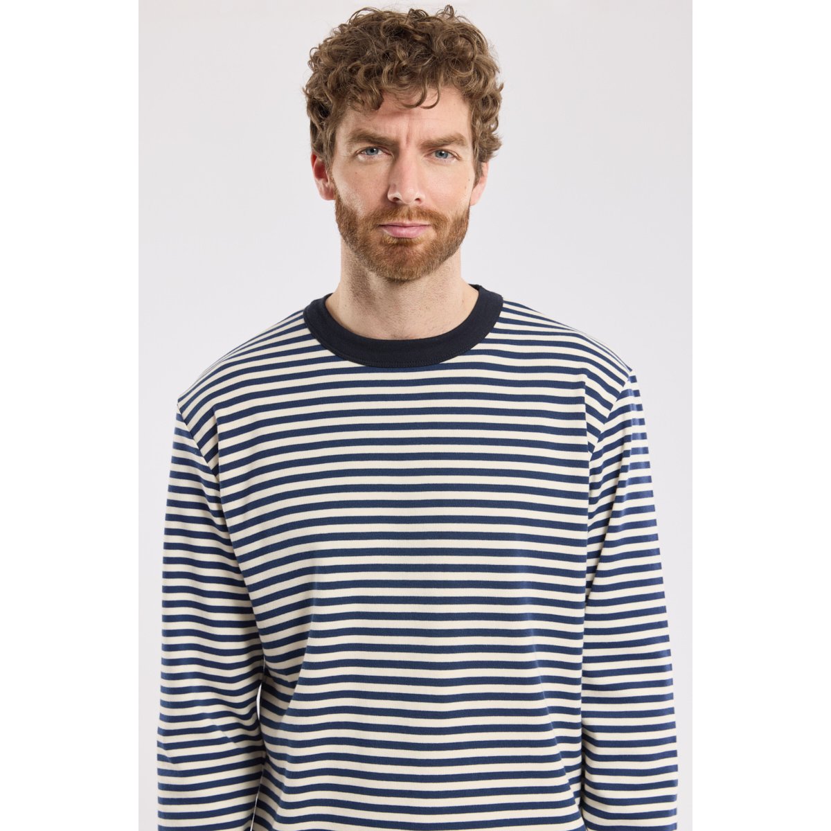 T-shirt manches longues Héritage en coton HERITAGE marine deep/milk, ARMOR-LUX