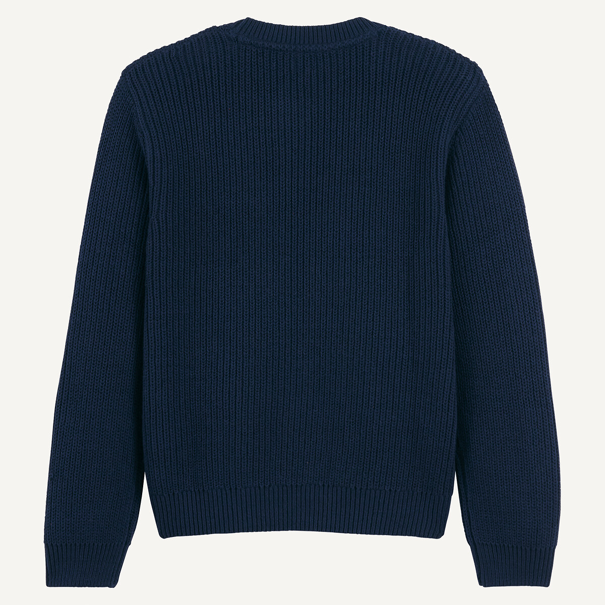 Ribbed Crew Neck Jumper navy blue, LA REDOUTE COLLECTIONS