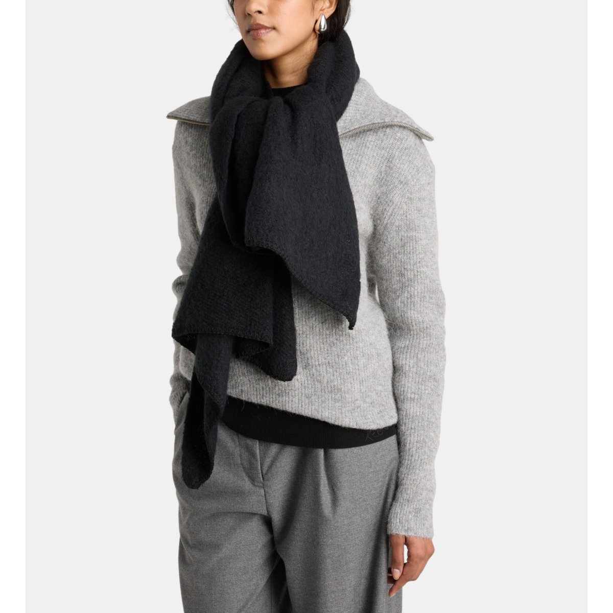 Echarpe asymétrique bianca unie noir, GALERIES LAFAYETTE
