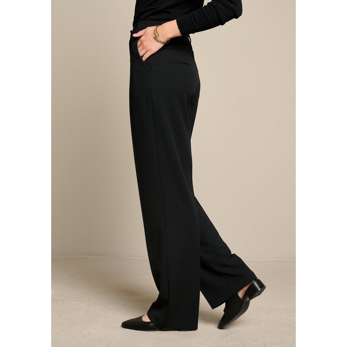 Pantalon tailleur fluide noir, LOLALIZA