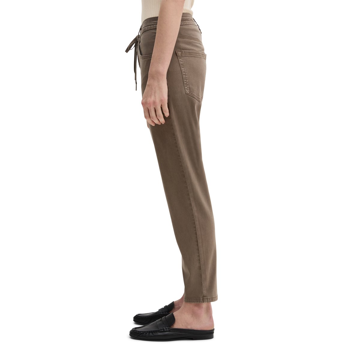 Pantalon modèle Theda boyfriend cropped avec TENCEL™ Lyocell marron, MARC O'POLO