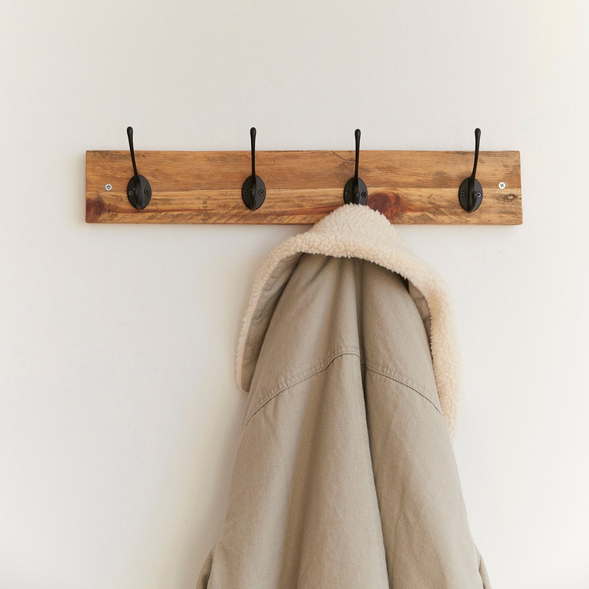 Porte-manteau mural bois massif recyclé et métal - SEKAI marron, HANNUN