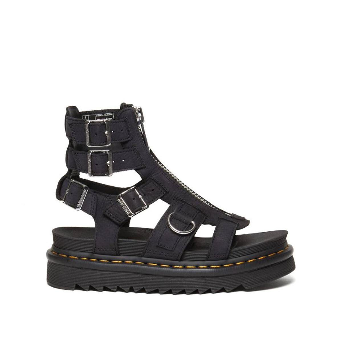 Sandales zippées en cuir Olson noir, DR. MARTENS