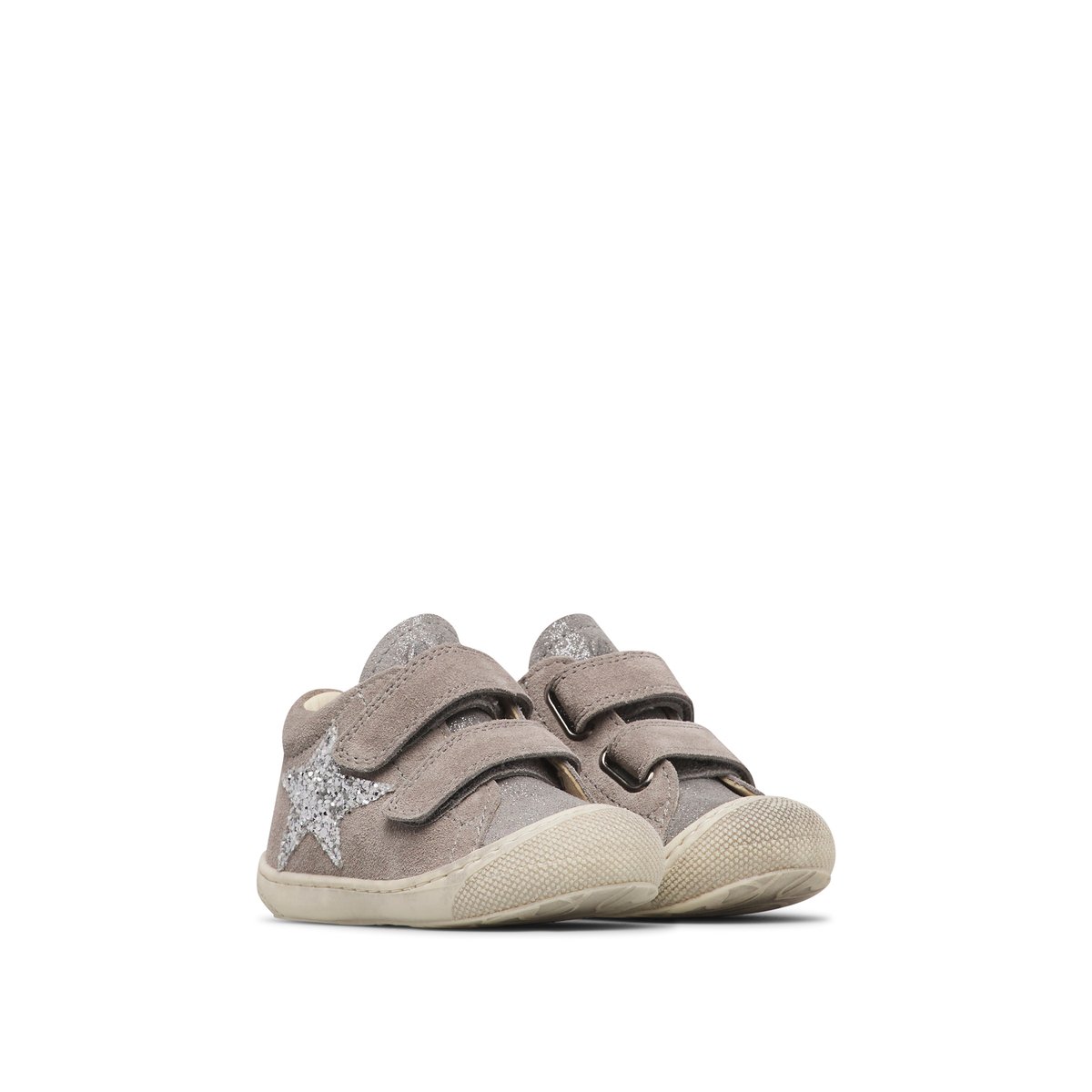 Chaussures premiers pas en cuir et suède KOLDE VL gris-argent, NATURINO