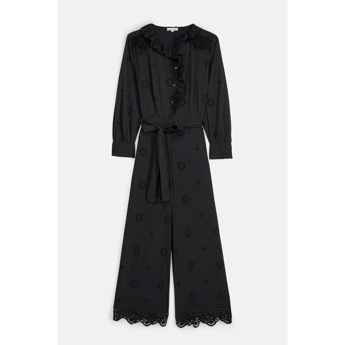 Combinaison pantalon brodée, VERONIQUE noir, LOUISE MISHA