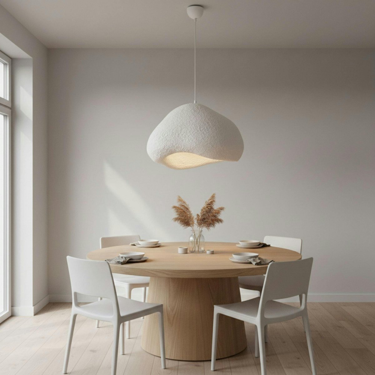 Grande suspension blanche design organique 50 cm NOXIS blanc, PIER IMPORT