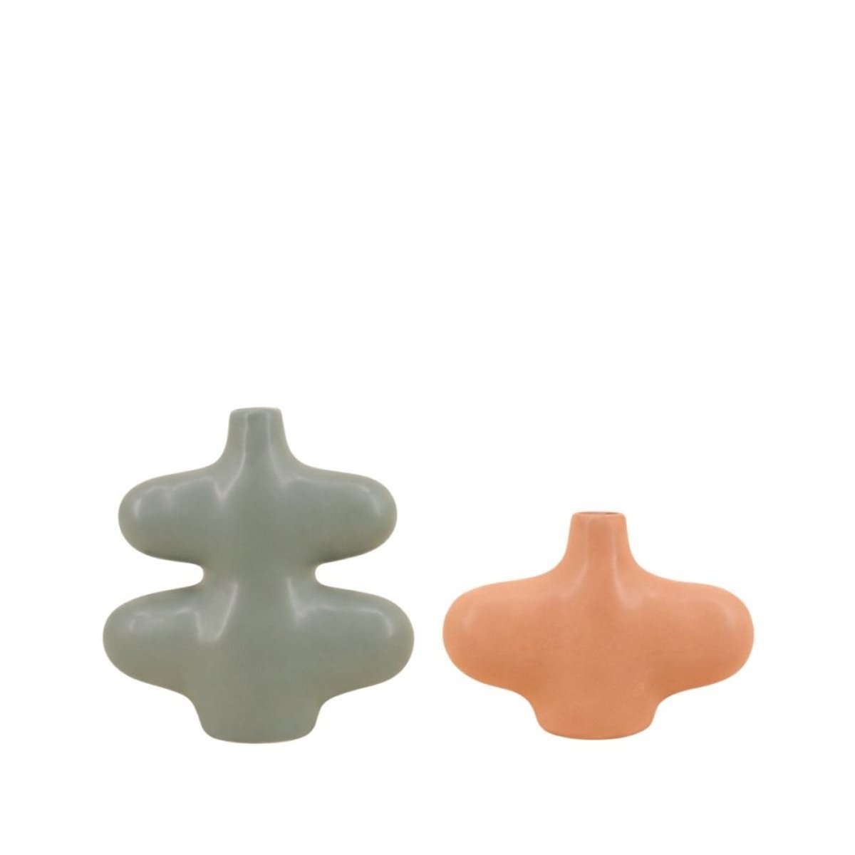 Set de 2 vases forme organique vert, ORNAMI