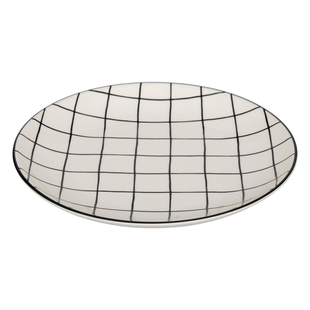 Lot de 6 assiettes plates en céramique FAMILY CORNER blanc, SECRET DE GOURMET
