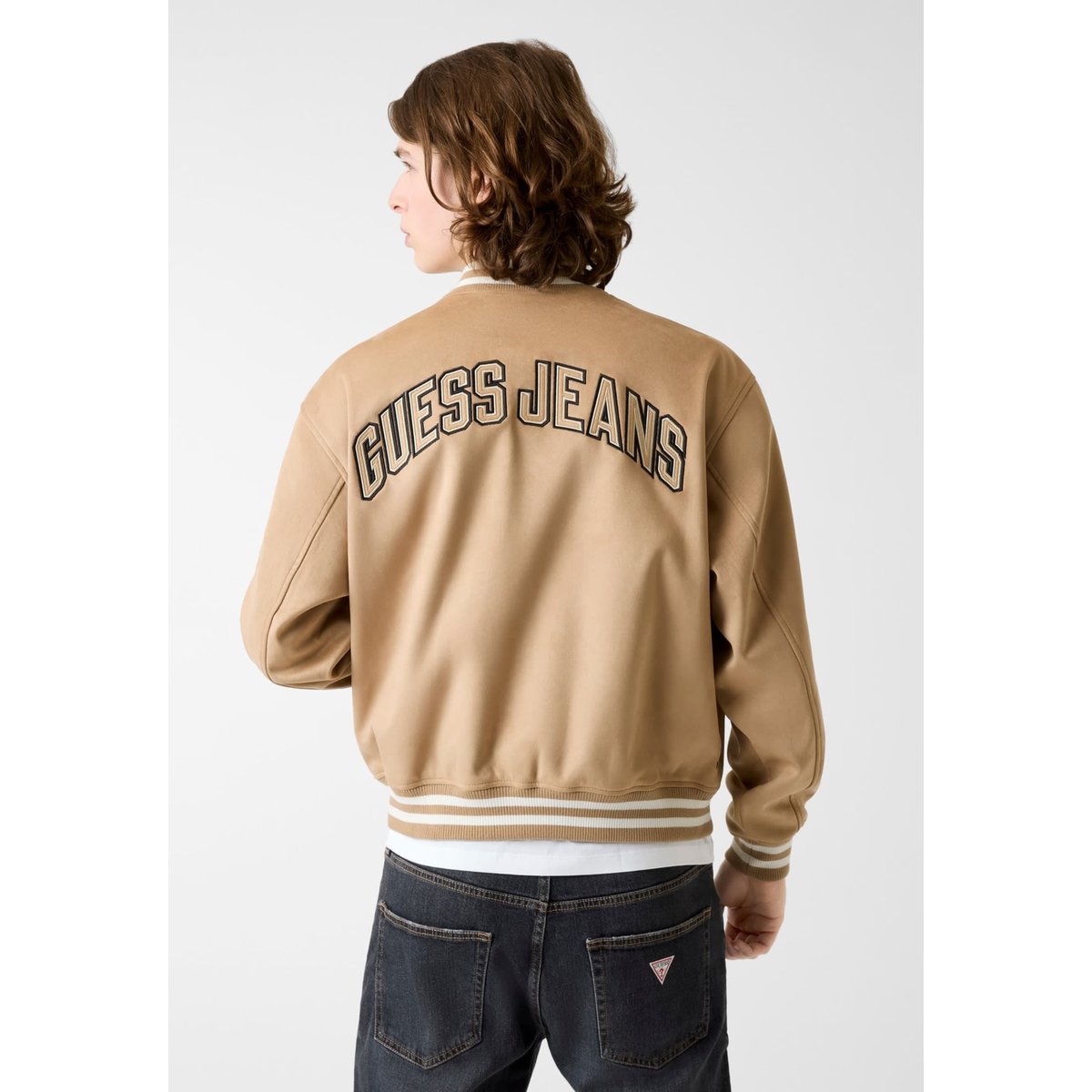 Blouson Bomber En Faux Suède beige, GUESS JEANS