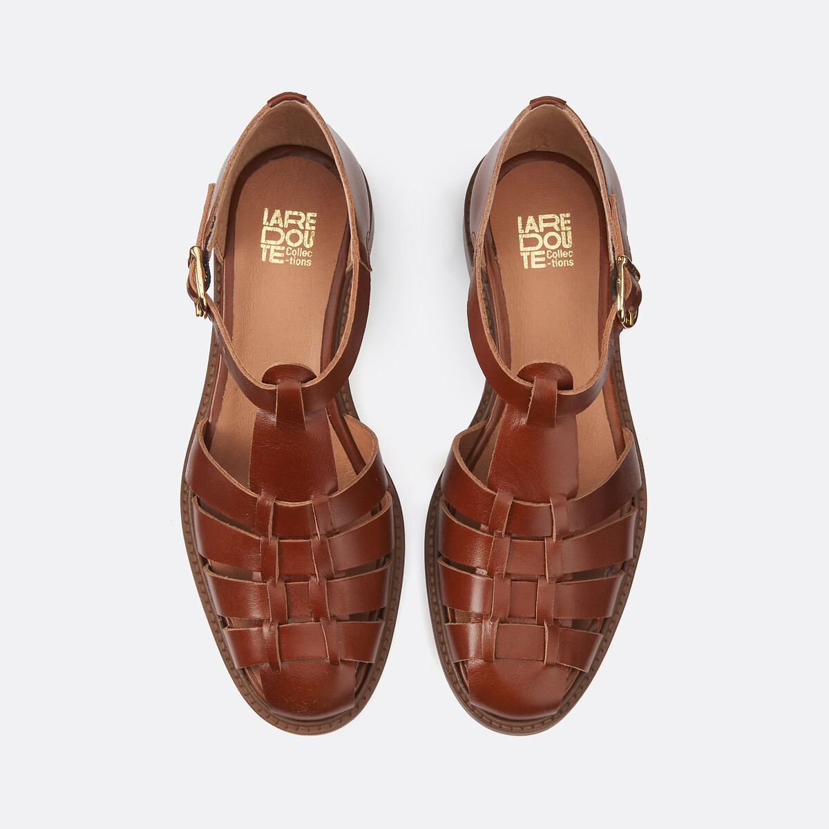 Geschlossene Sandalen aus Leder, Signature SOLENN kamel, LA REDOUTE COLLECTIONS