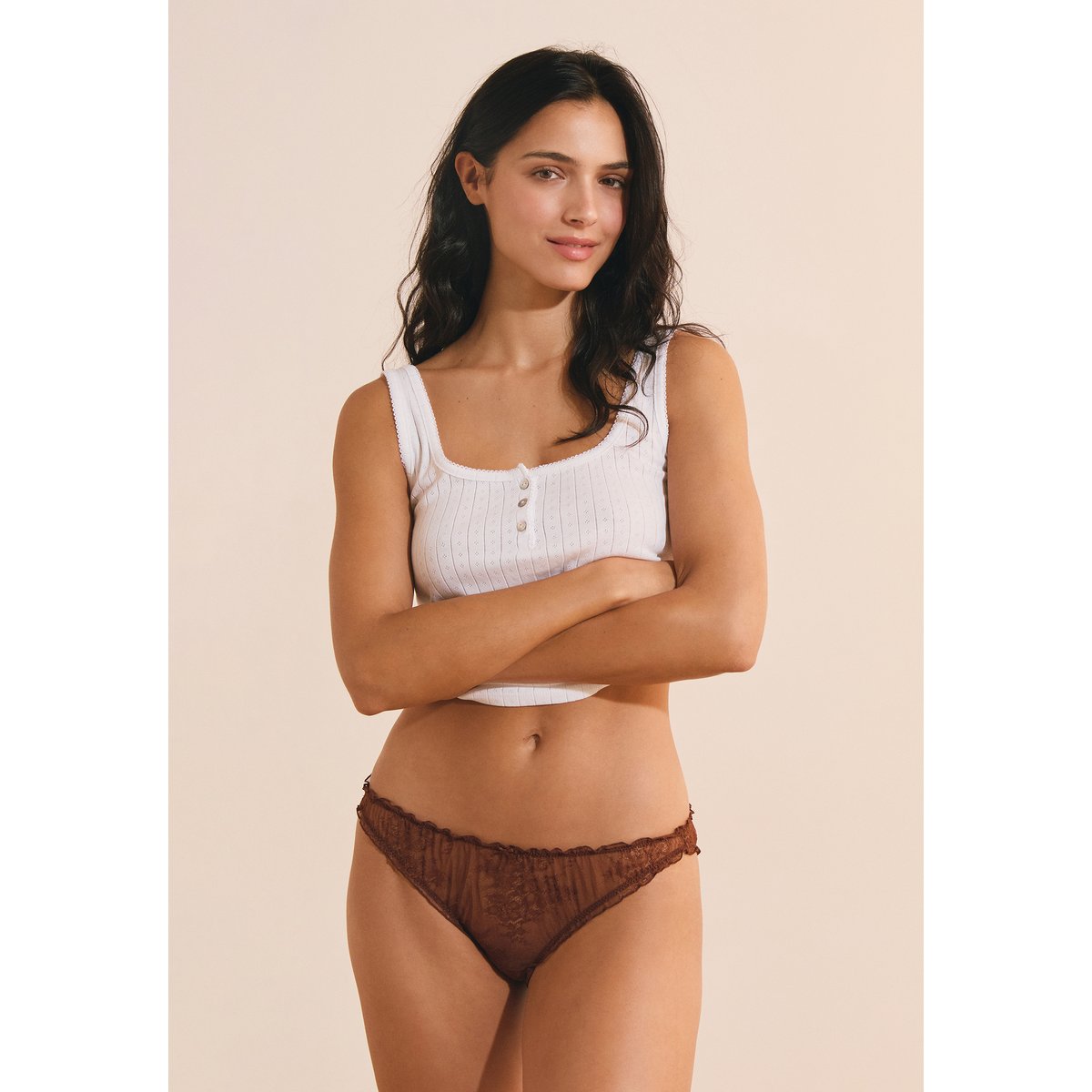 Culotte bloomer NORA DENTELLE marron, ETAM