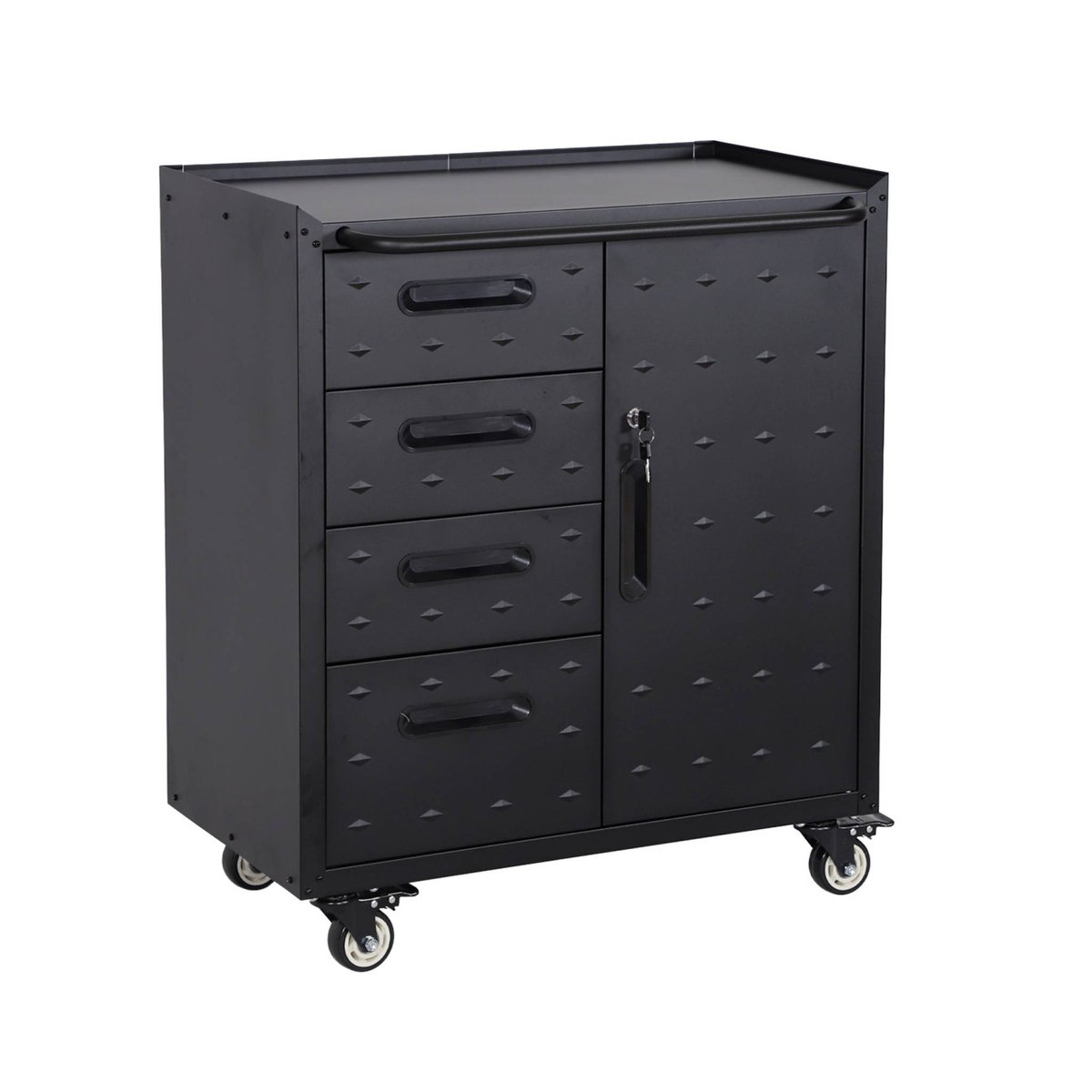 Meuble bas de rangement pour garage avec 4 tiroirs et une porte BOBBY noir, SWEEEK