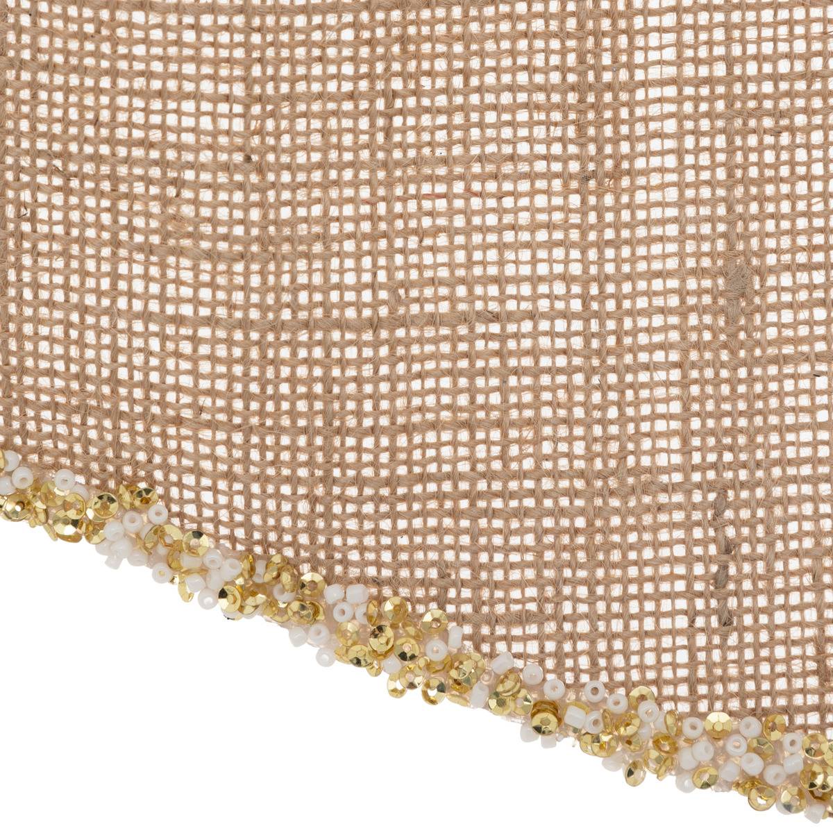 Noeud déco givré 28 x 34 cm jute beige beige ficelle, ATMOSPHERA