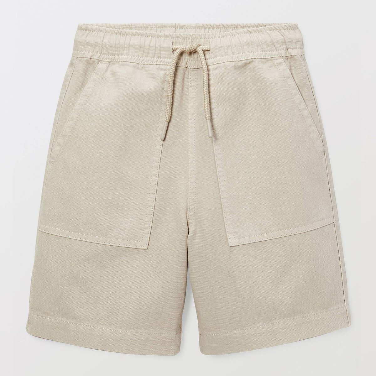 Short surteint uni en coton rocher, MONOPRIX