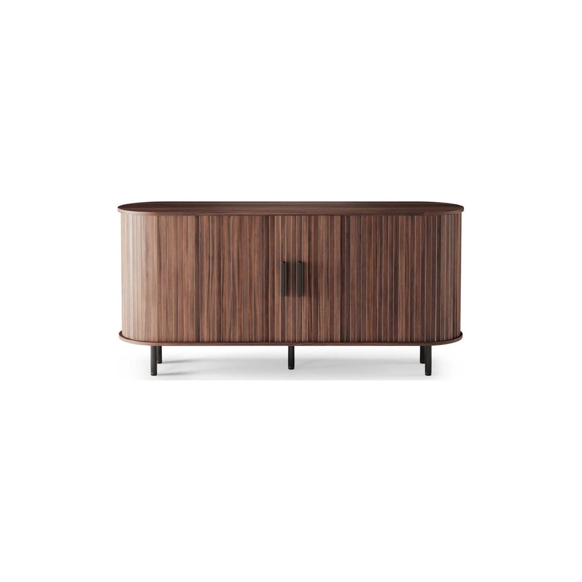 Buffet arrondi à lamelles collection EPIQUE noyer foncé et noir, RECOLLECTION