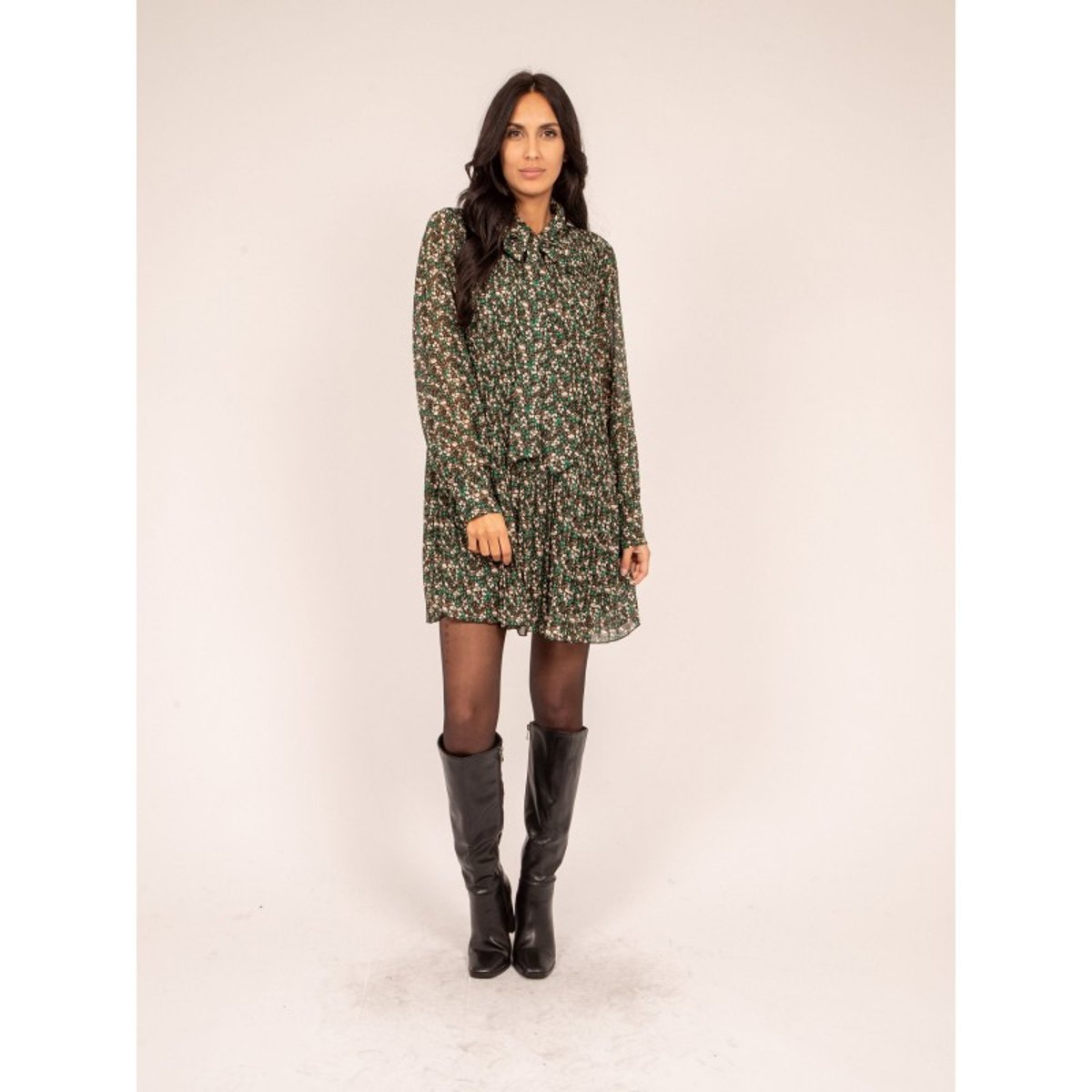 Robe Courte Motifs Irreelle vert, DONA LISA