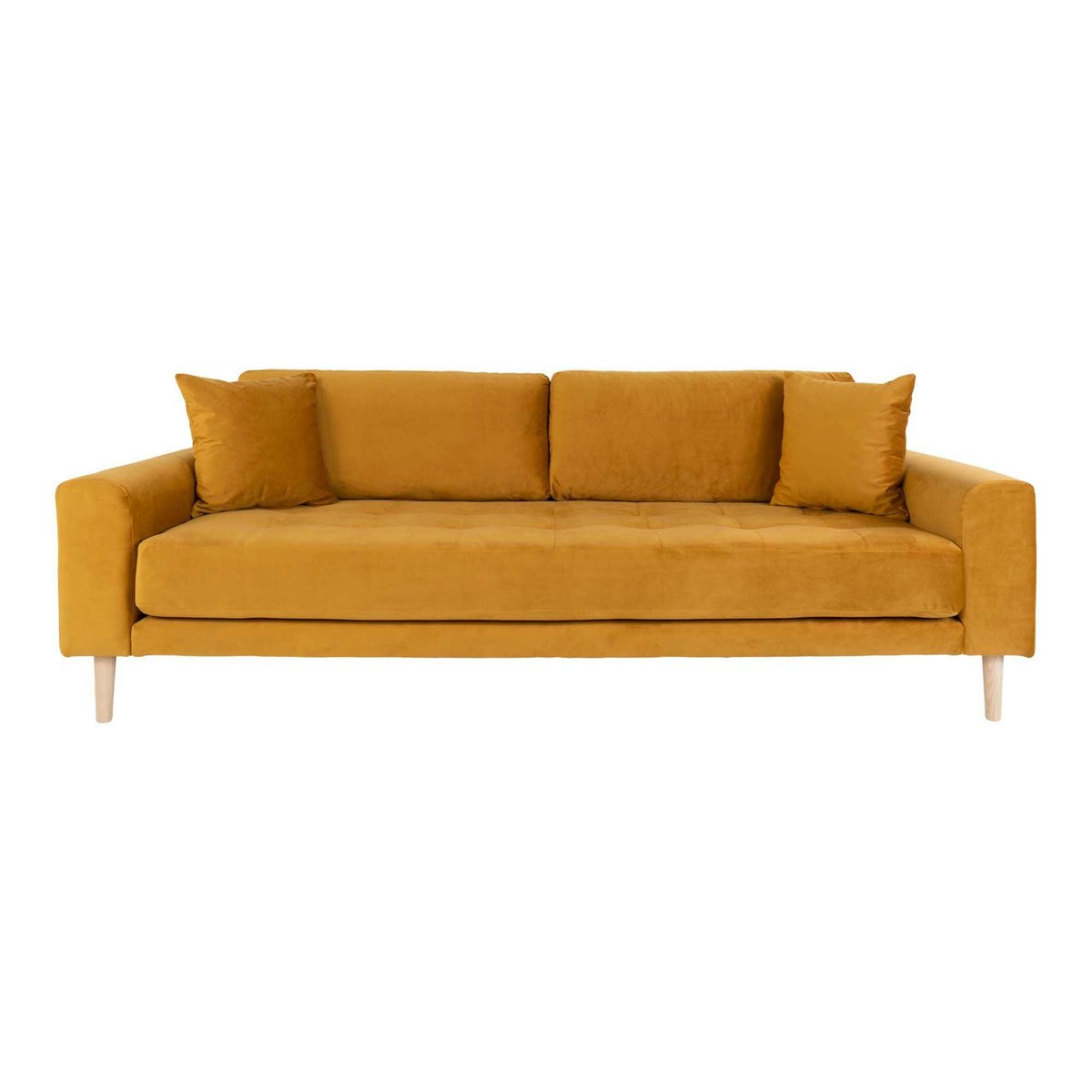 Canapé droit moderne en tissu AMSTERDAM moutarde - 3 places, PIER IMPORT