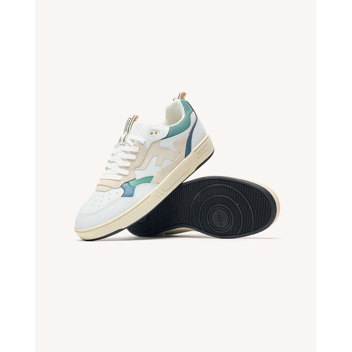 Baskets basses cuir suede DAHLIA bleu ciel, FAGUO