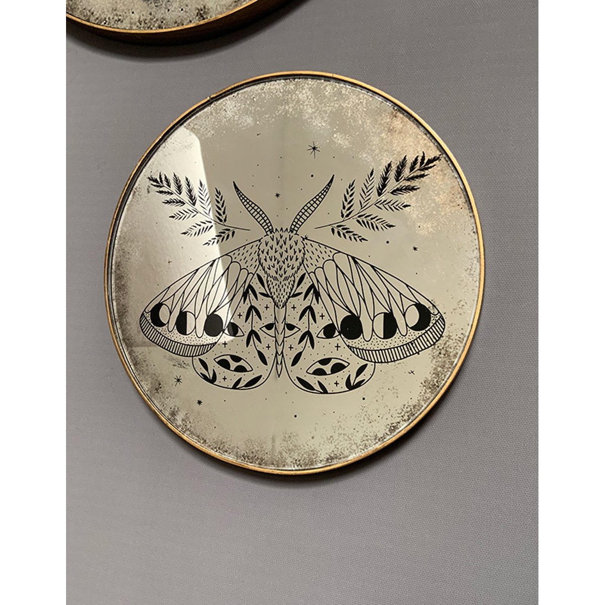 Déco murale miroir imprimé papillon 20cm or, EMDE
