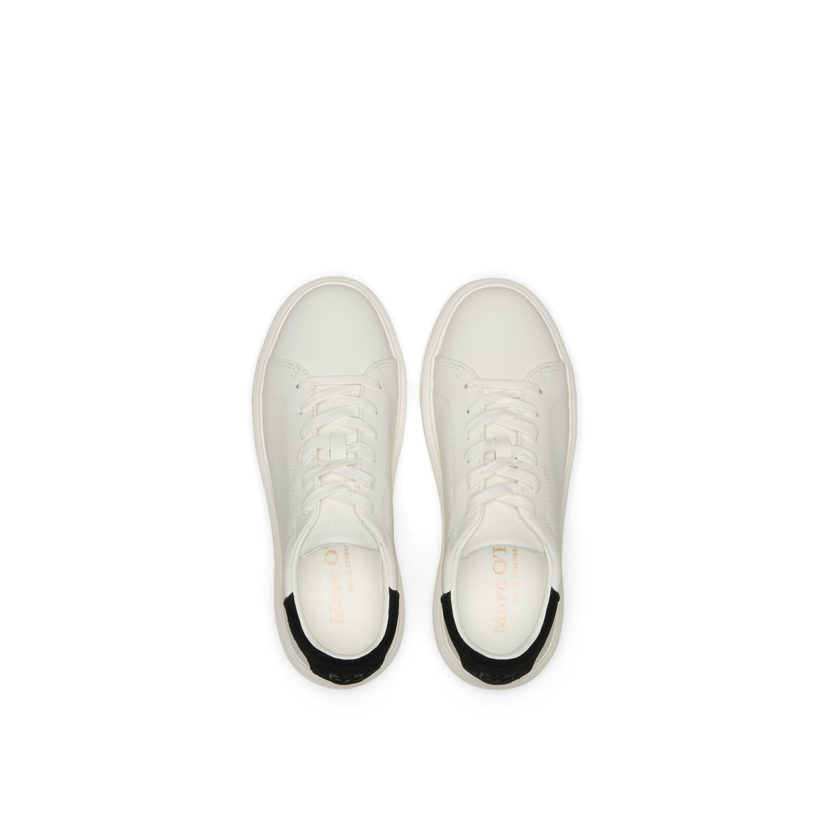 Baskets Modèle Kaira en cuir de vache noble blanc/noir, MARC O'POLO