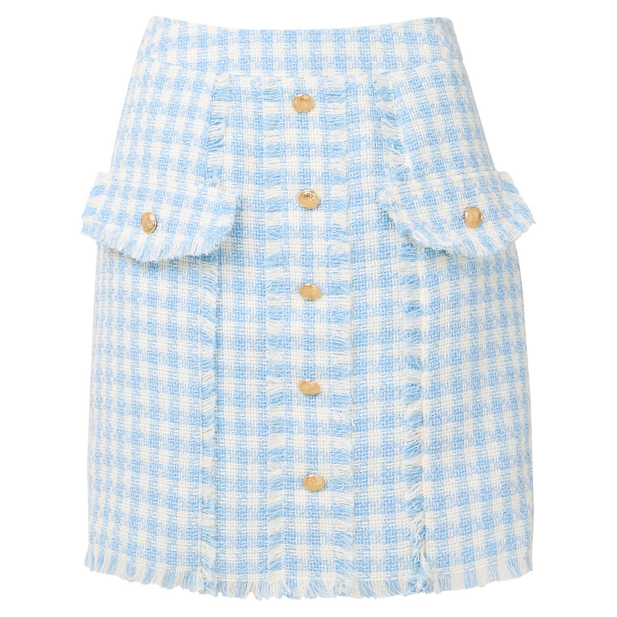 Jupe Mini Carreaux et Bouton Fantaisie bleu, JOE BROWNS