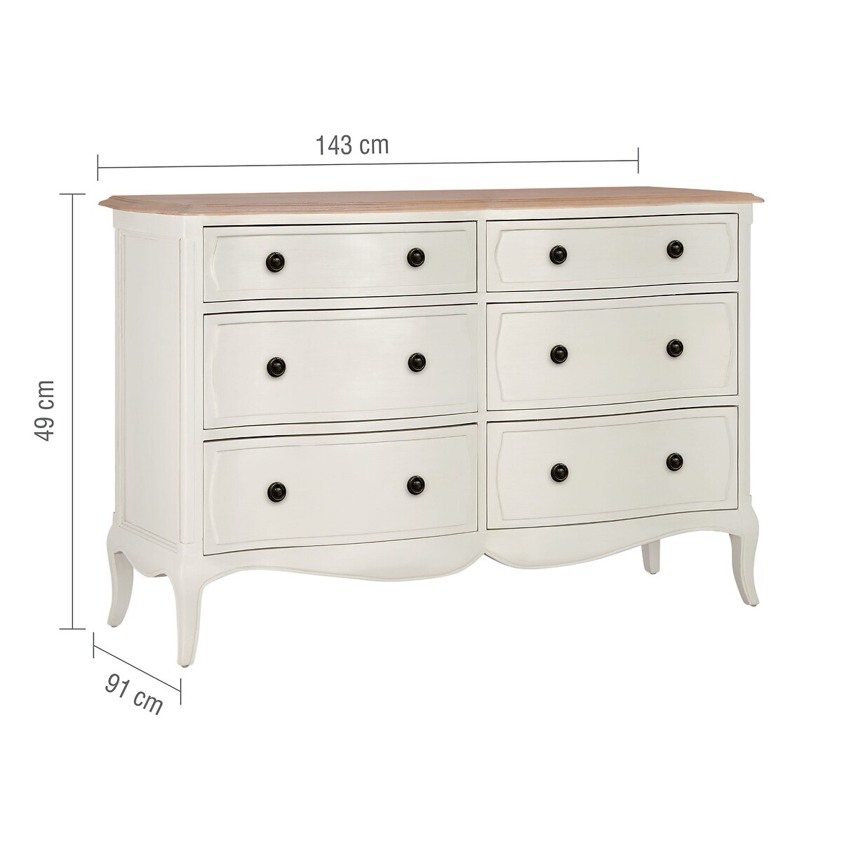 Amelie French-Style 6 Drawer Wide Chest grey white , WILLIS & GAMBIER